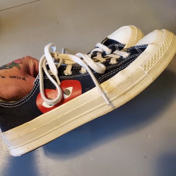 Converse x PLAY Comme des Garçons Chuck 70 Unisex Low Top Shoe Black and White - Picture 4 of 12